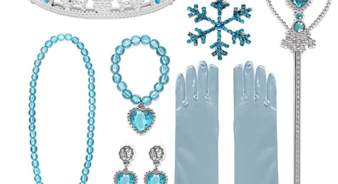 Girls Elsa Accessories Gloves Wand Crown Jewelry Set Elsa Wig Braid for Princess Dress Clothing Cosplay Snow Queen 2 Accessories