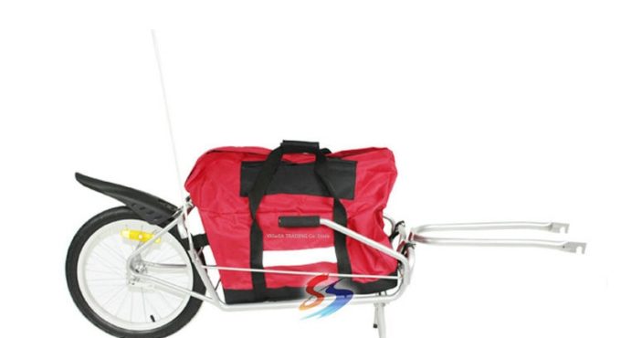 Single Wheel Bicycle Trailer Without Bag, Can Load 66LB, Bike Luggage Wagon, 16inch Big Tyre Cargo