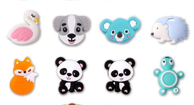 5pc/lot Baby Teething Toys Cartoon Mini Animal Panda Lion Silicone Teether Beads Kids Teething Toddler Toys DIY Teether Infants