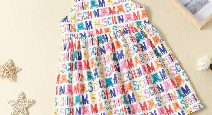 Summer 2020 Girls Dress Girls Summer Cute Dress Strap Print Bear Letter Cute Layered Dress Vestidos 2-9T