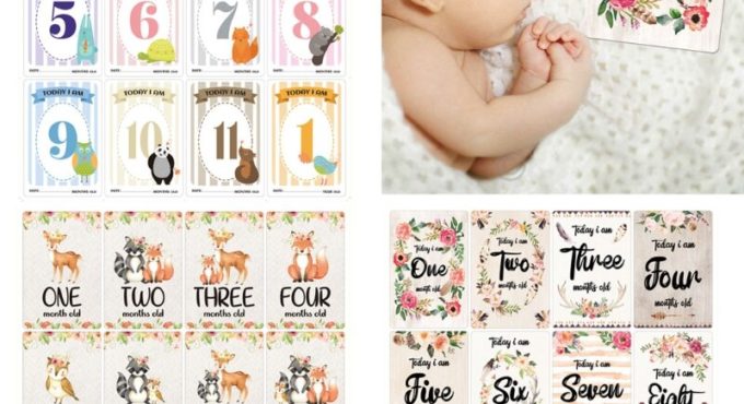 12 Sheet Baby Monthly Milestone Cards Birth to 12 Months Photo Prop Moment Cards