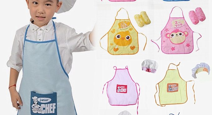 2Pcs/Set Child Adjustable Chef Apron Hat Set Kitchen Cooking Uniform Boys Girls Photography Props Costume 3 Types