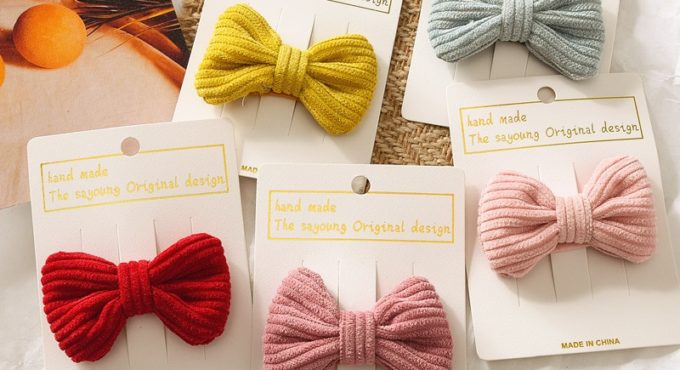 1 Pc Kawaii Candy Color Bow Hairpin Kids Girls Lovely Headwear Cotton Blend Hair Accessories Hair Pins For Baby Girls