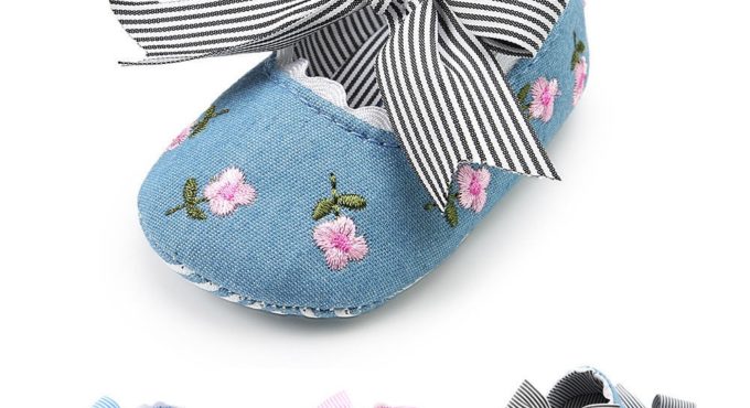 2021 Brand New Newborn Toddler Baby Girls Bow Anti-slip Cloth Crib Shoes Spring Soft Sole Sneakers Prewalker Bow First Walkers