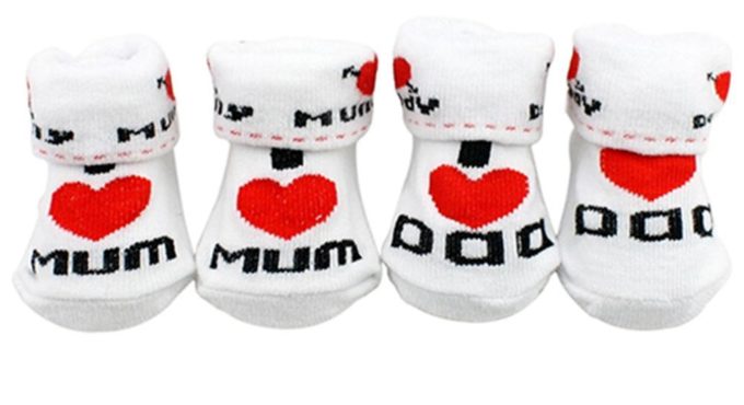 Cute Baby Cotton Socks White I Love Mum/Dad 0-6 Months Newborn Infant Boys Girls 0-6 Months Newborn Infant Boys Girls