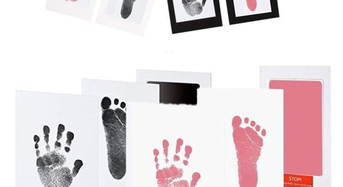 S/L No Mess Ink Footprint Pad Kit 0-12 months No Touch Skin Inkless Baby Handprint Footprint Pad Newborn Souvenir for Pet Dog