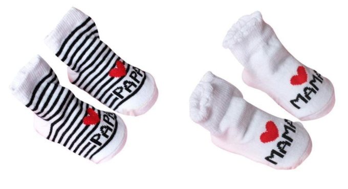 Baby Socks Anti Slip with Rubber Cotton Fashion Love Letter For Girl Newborn Kids Mama Papa Boys Warm Winter Socks Clothes E8X7