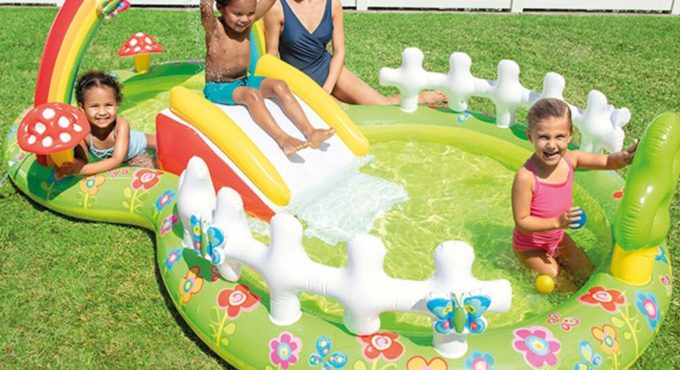 8-Shaped Rainbow Slide Plastic PVC Inflatable Pool Children's Ocean Ball Pool Inflatable Pool With Water Spray