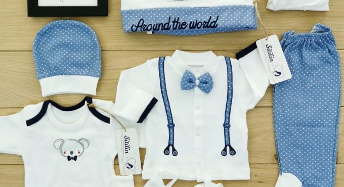 Authentic Men 'S Baby Papyonlu Hospital Output Blue 10 Piece Newborn Set 0-3 Moon Luxury 100 Cotton High Quality