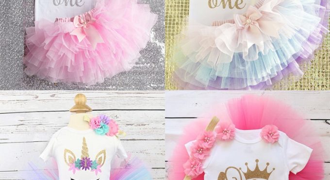 Baby Girl First Birthday Outfit Ensemble One Year Little Girl Dress Clothing Baby Child Summer Clothes Infant Christening Suits