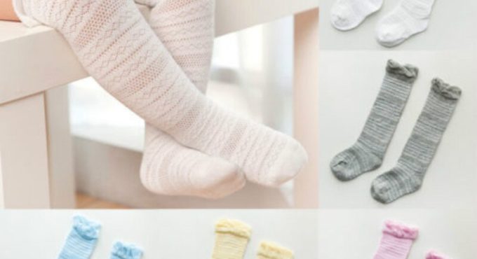 Autumn Spring Baby Girls Stocking Knee High with Bows Cute Baby Stocking Long Tube Kids Leg Warmers Knitted Crochet Knee Boots