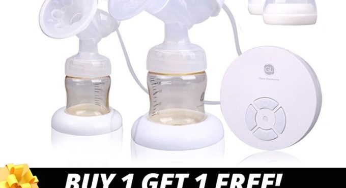 GL Double Electric Breast Pump Milk Extractor FDA Infant Breastfeeding Safe Milk Pumps Sucker with Two Bottles for Baby Feeding