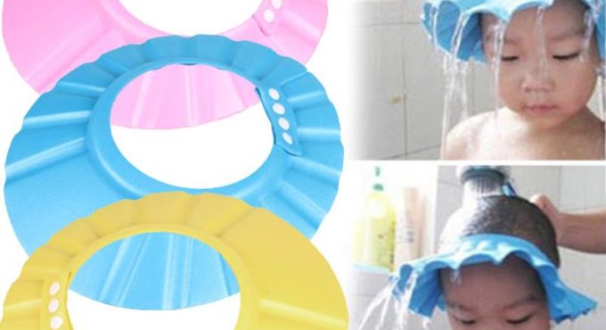 3 Colors New Adjustable Baby Kids Shampoo Bath Bathing Shower Cap Hat With Ear Wash Hair Shield
