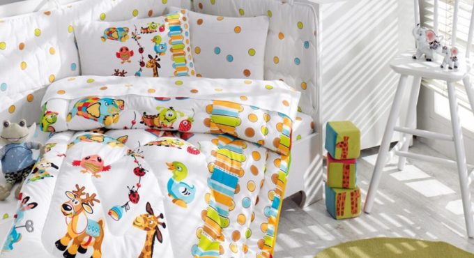 Baby Crib Bedding Bumper Set JOY For Boy Girl Nursery Cartoon Animal Baby Cot Cotton Soft Antiallergic Made in Turkey