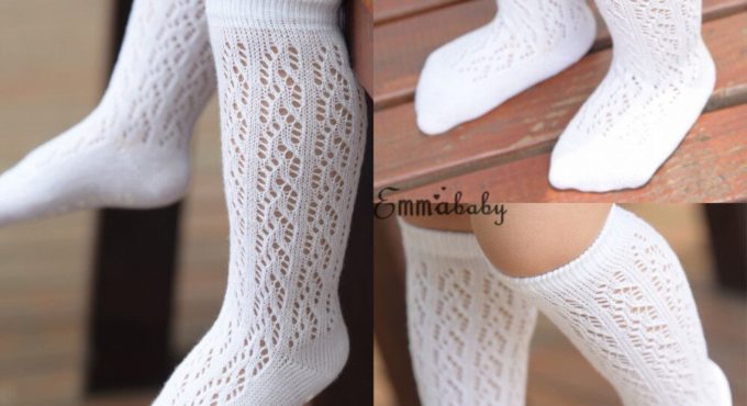 Brand New Newborn Baby Infant Girl Fishnet Stockings Non-Slip Knee High Lace Thin Stockings Princess Long Tube Booties 0-4T