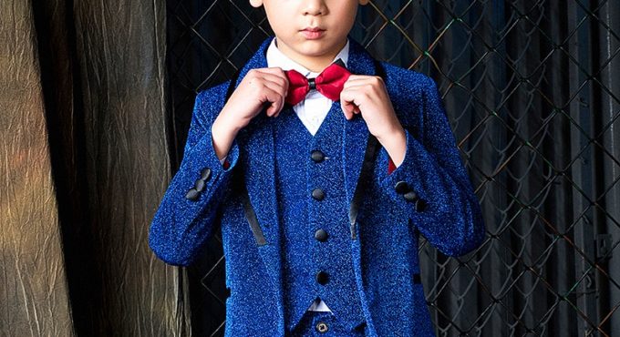 Royal Blue Boys Suit Children's Awards Dress Big Boys Suits For Weddings Birthday Formal Shiny Blazer Prom Suits Costume Garcon