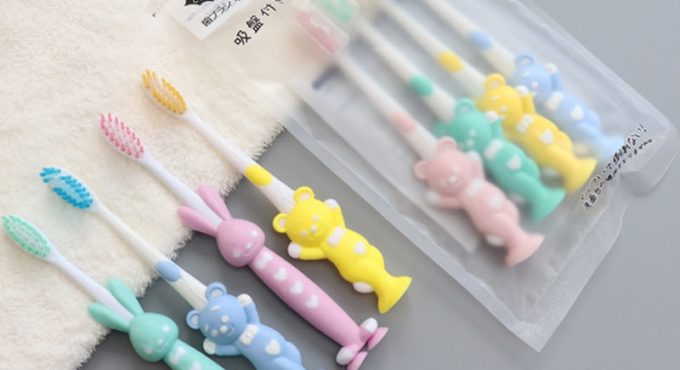 4Pcs/set Cute Cartoon Toothbrush for Children Bamboo Charcoal Short Handle Children's Toothbrush Baby Teeth Care