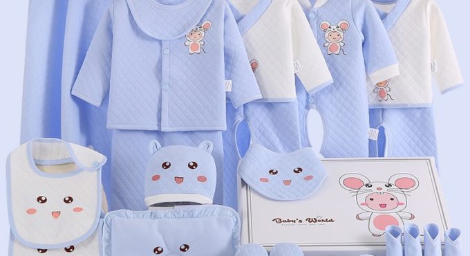 0-3 Months Infant Clothing Set Cotton Newborn Boys Clothes Baby Underwear Suits for Girls Print 23pcs/set CBX005