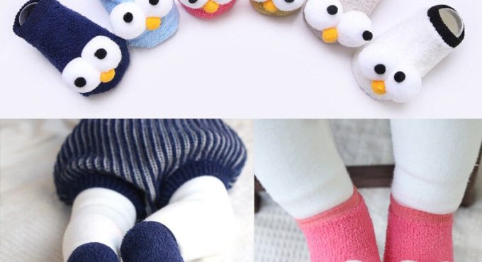 New Cute Newborn Infant Baby Socks 6 Colors Cartoon Big Eyes Cotton Winter Warm Floor Socks Outfit Kids Girls Boys 0-3Y