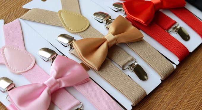 New Hot Children Elastic Adjustable Sling Clip Kids Boys Girls Baby Straps Suspenders Braces Bow Tie Set